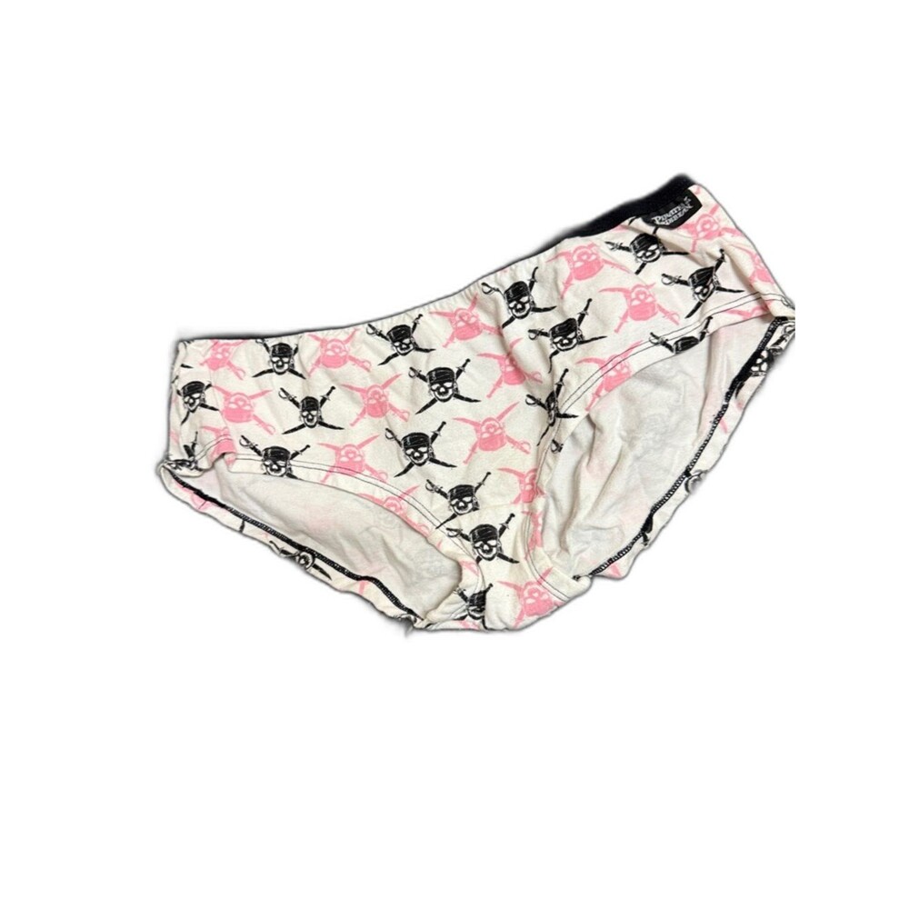 Disney White Underwear with Pink and Black Skull Motif
